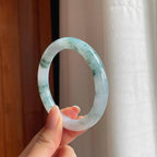 糯冰飘花翡翠圆条手镯（56.7mm)（yc374784）