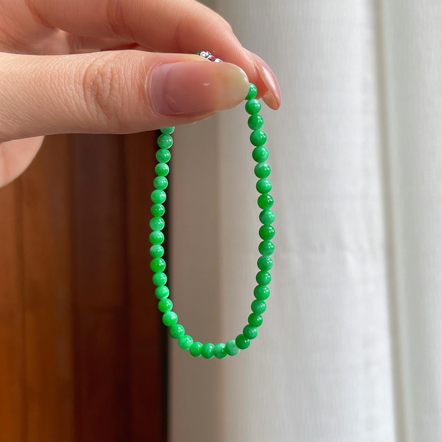 糯冰满绿翡翠珠串手串（yc360242）