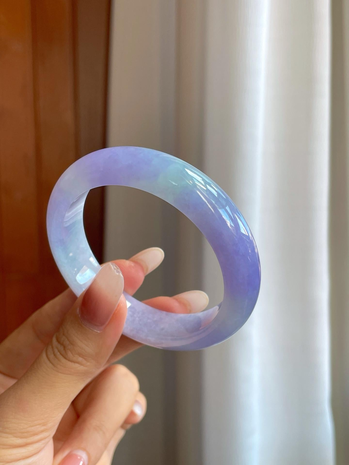 糯冰淡椿紫罗兰翡翠平安镯（55mm）（yc268249）