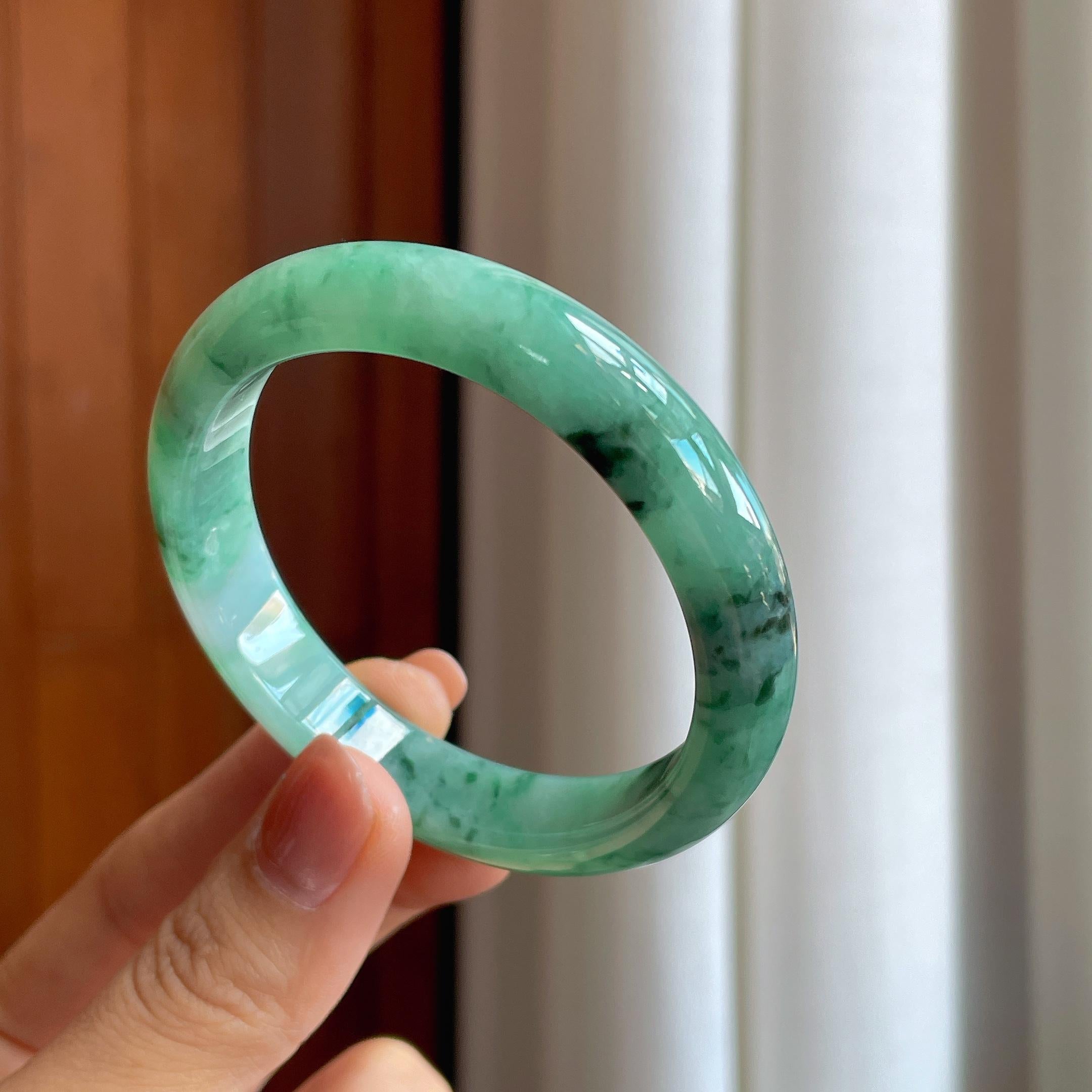 糯种翡翠特色平安镯（52mm）（yc284566）