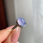 18k金钻镶冰种紫罗兰翡翠蛋面戒指（内径16.8）（yc183810）