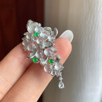 18k金镶冰玻种翡翠胸针（yc261416）