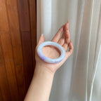 细糯冰飘紫罗兰翡翠圆条手镯（55mm）（yc282499）