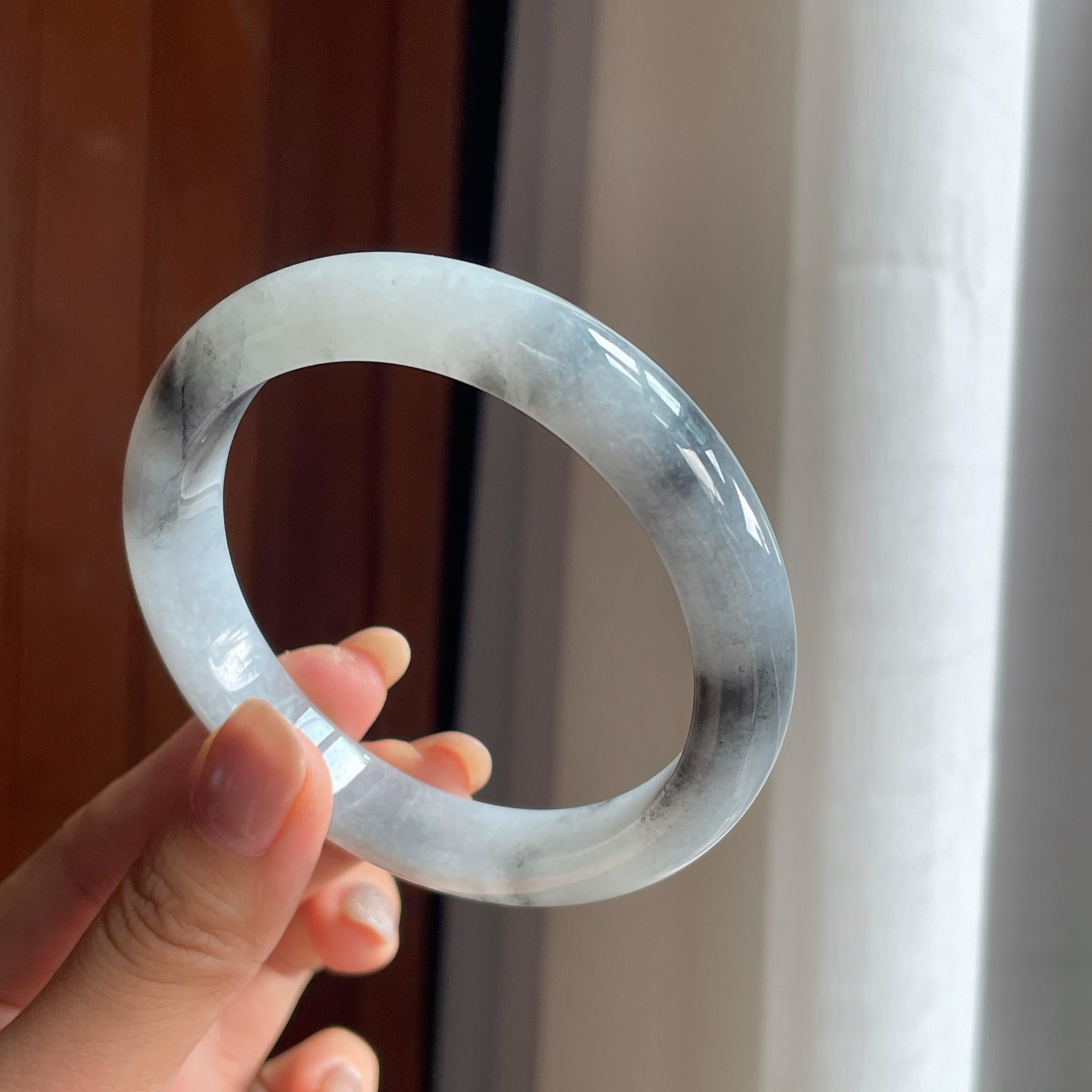 糯冰乌鸡翡翠平安镯(60.6mm)（yc413663）