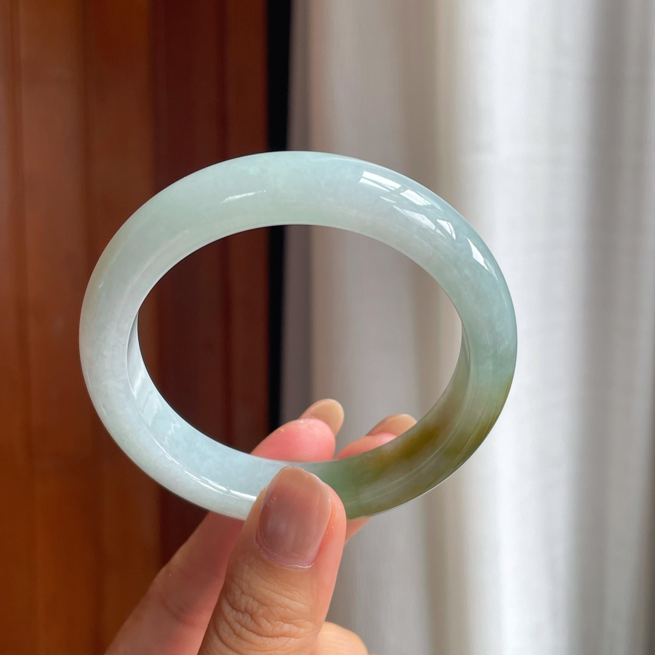 糯冰黄翡翡翠平安镯（56.5mm）（yc419561）