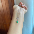 18k金钻镶冰种满绿翡翠蛋面吊坠（yc266471）