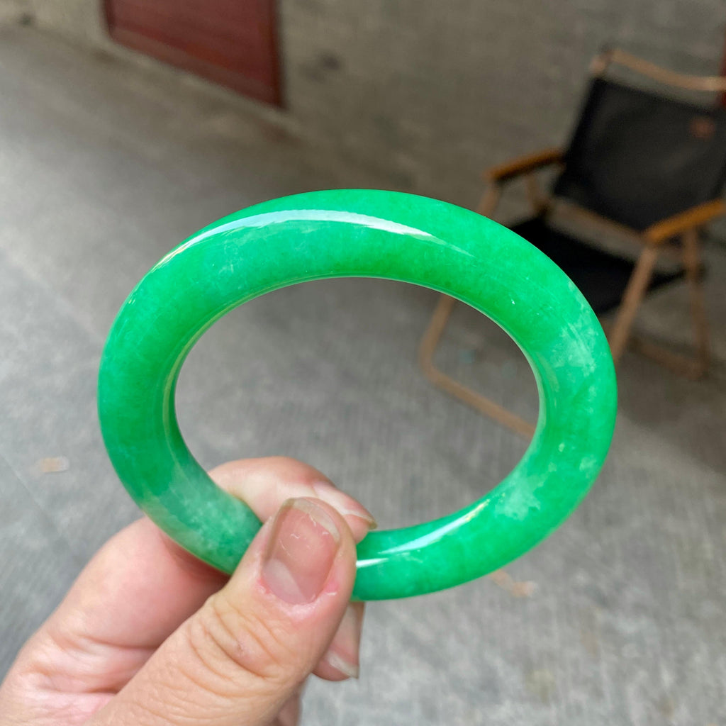 细糯种满绿圆条手镯一对（57mm）（yc311881）