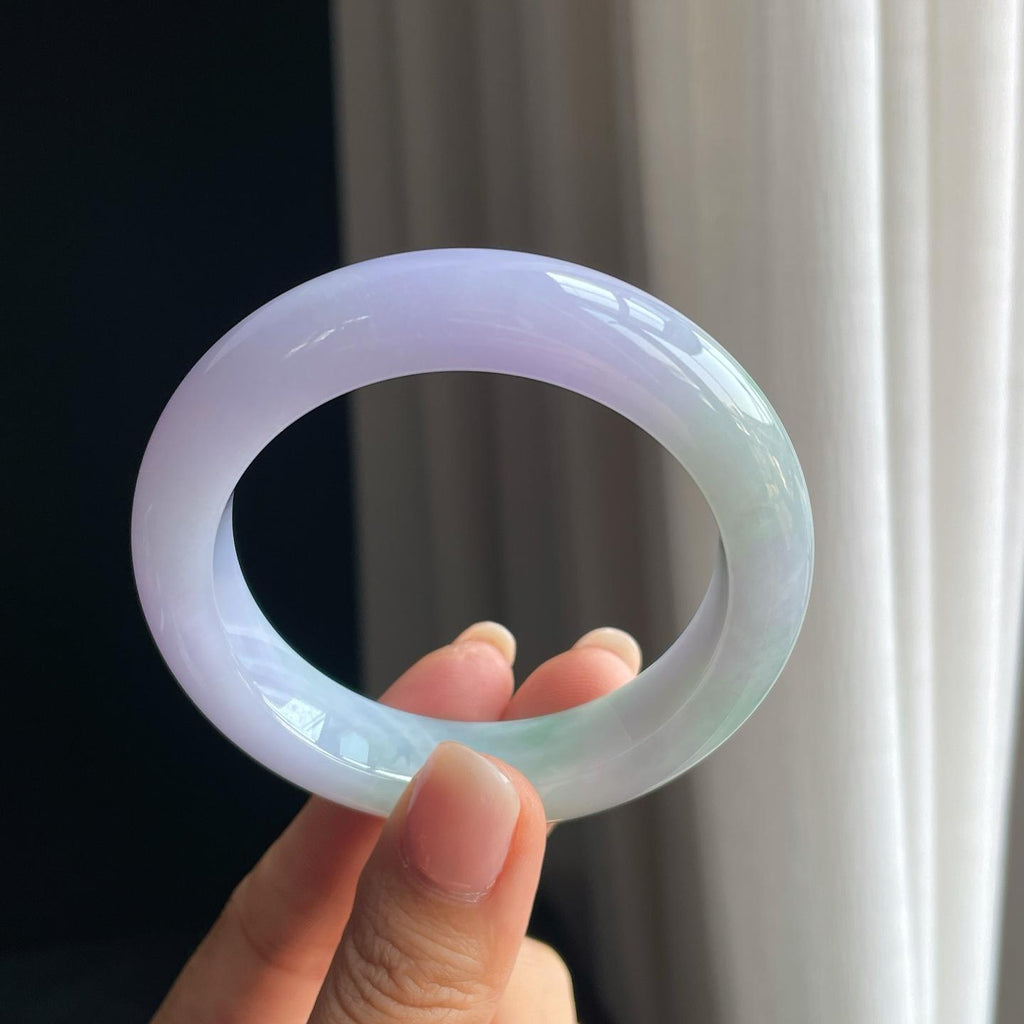 糯冰春带彩翡翠平安镯（53.4mm)（yc389553）