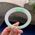 细糯种飘绿花圆条手镯  53圈口  天然缅甸A货翡翠（yc457011）