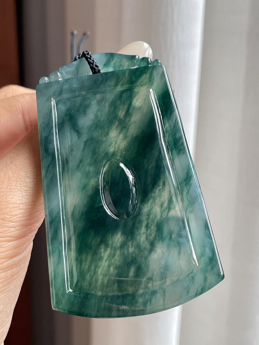 冰种飘花龙牌挂件 天然缅甸Ａ货翡翠（yc499406）