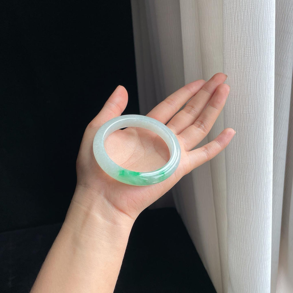 糯冰带色翡翠平安镯（57mm）（yc389551）