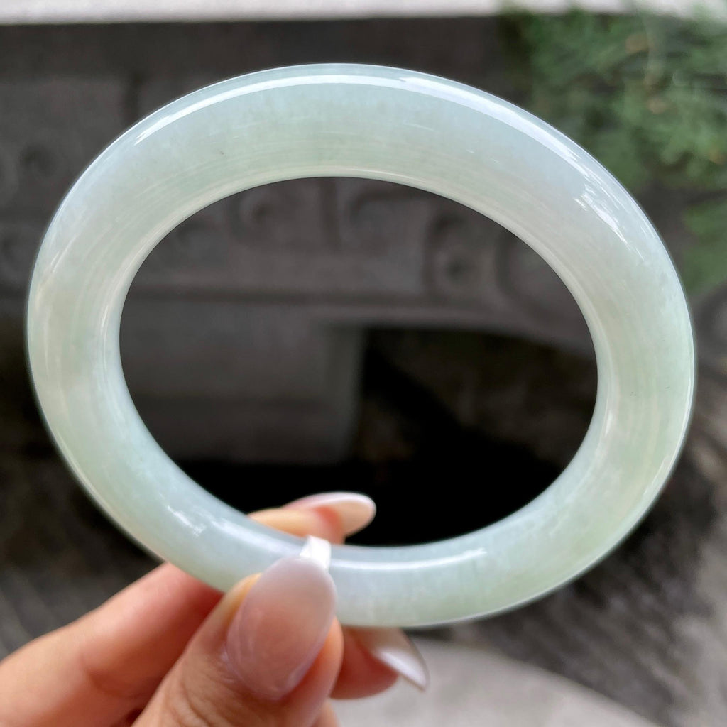 大圈口         细糯种晴底圆条手镯59.7圈         天然缅甸A货翡翠（yc407882）