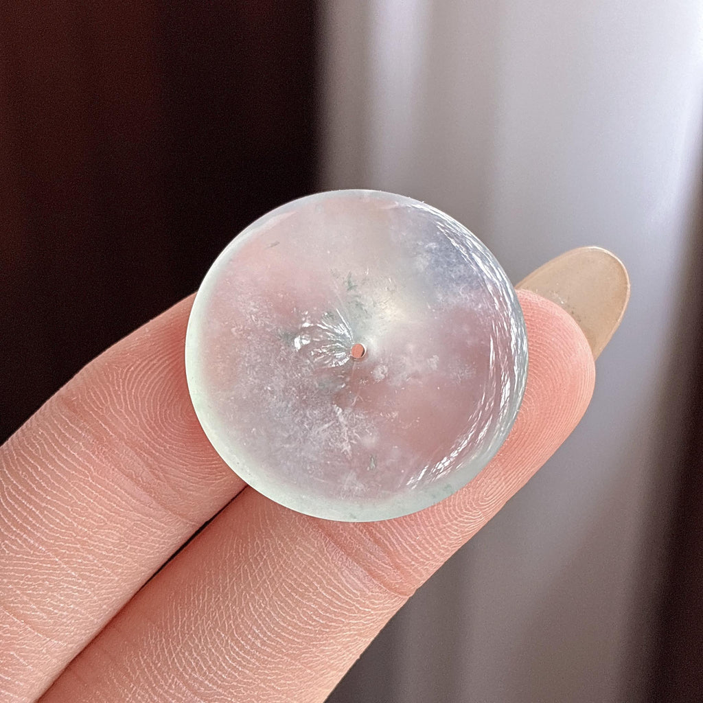 冰种飘花平安扣挂件 天然缅甸A货翡翠（yc494744）