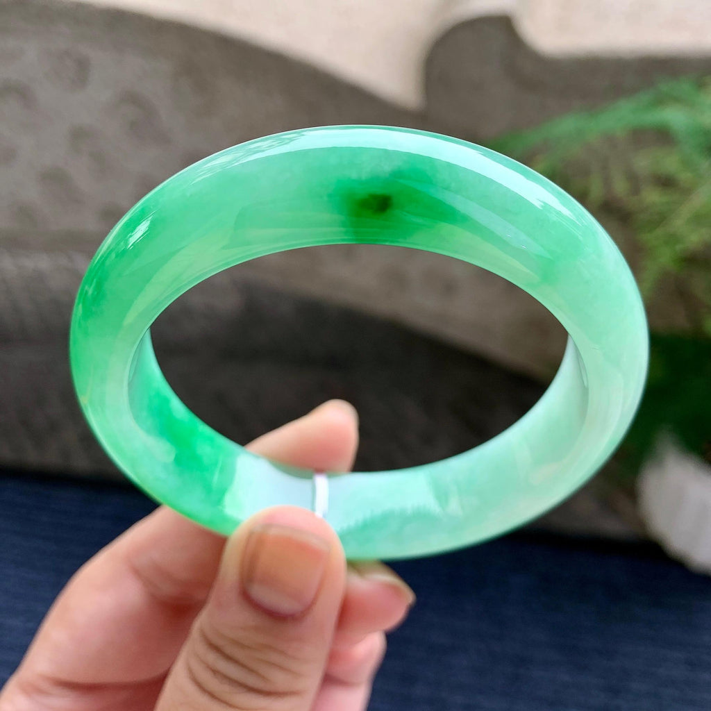 细糯种飘阳绿小宽版轮胎手镯（57.4mm）（yc233923）