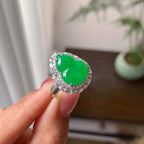 18k金钻镶冰种翠绿葫芦戒指/吊坠（两用款）（yc286403）