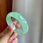 冰种飘绿花翡翠平安镯（59mm）（yc284564）