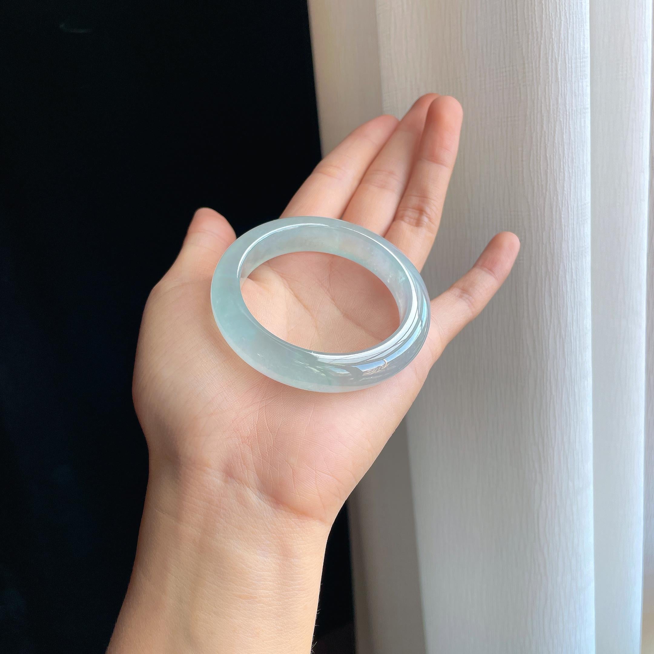冰种带底色翡翠平安镯（51mm）（yc287963）