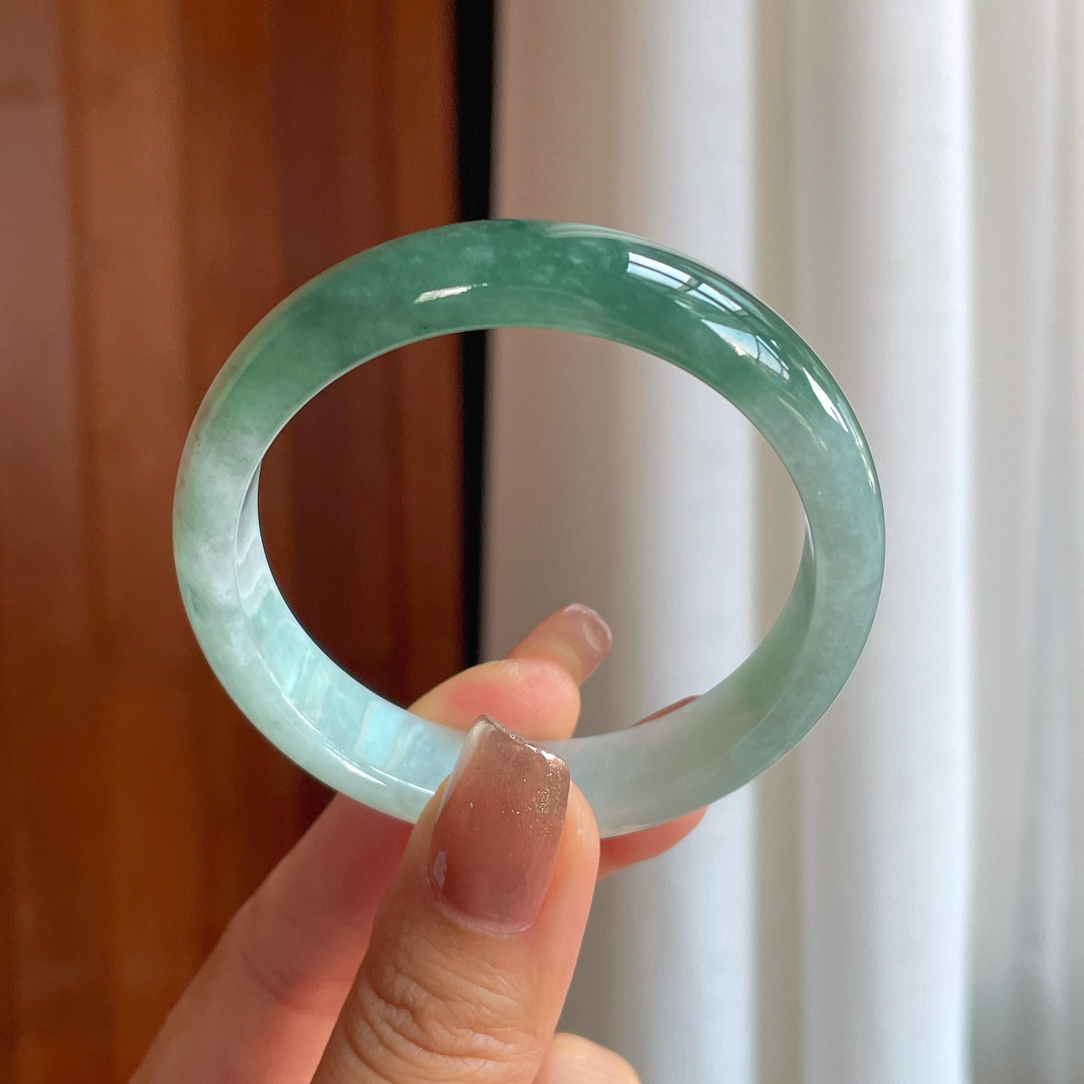 糯冰半山半水翡翠平安镯（51mm）（yc366990）