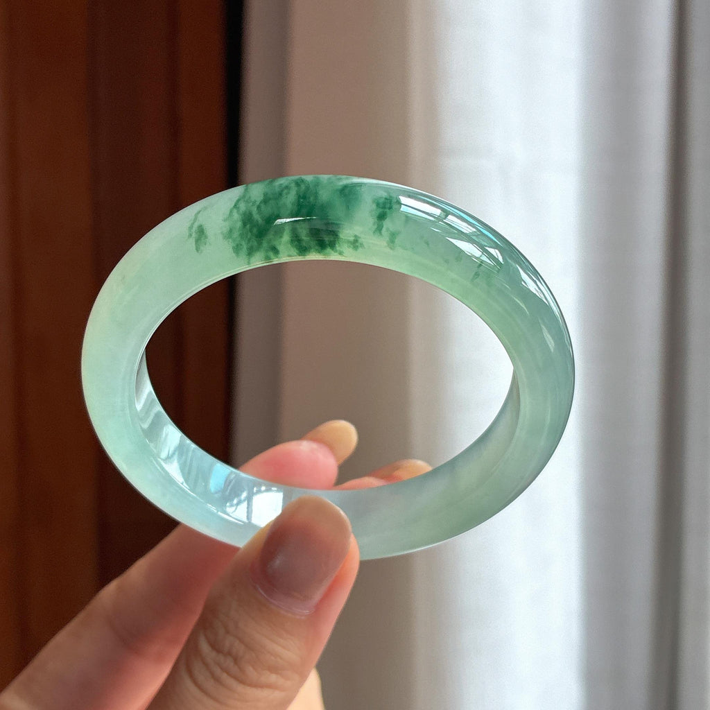 冰种飘花胶底翡翠平安镯（54.5mm）（yc418404）