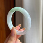 糯冰淡底色翡翠平安镯（53mm)（yc409906）