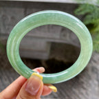 细糯种油青色圆条手镯55.5圈            天然缅甸A货翡翠（yc389232）