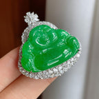18k真金真钻镶糯冰满绿翡翠佛公（yc244912）