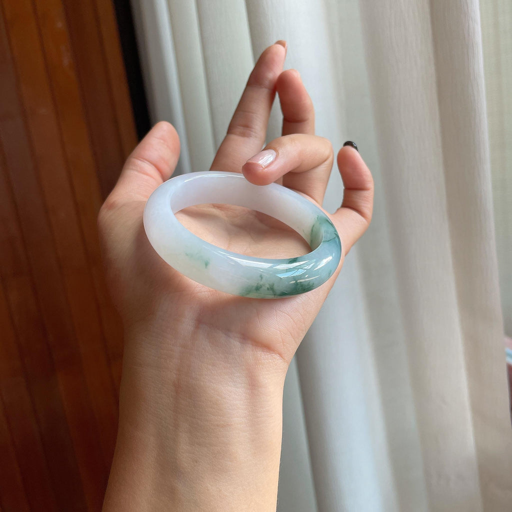 糯冰飘花翡翠平安镯（53.7mm）（yc285993）