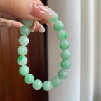 糯冰种飘绿花翡翠珠串手串（yc266574）