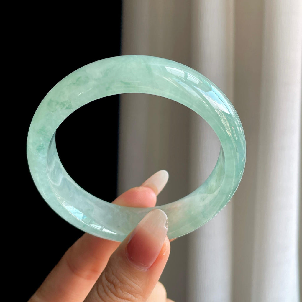 冰种飘花宽版翡翠手镯（59.5mm）（yc303079）