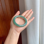 糯冰湖水绿翡翠圆条手镯（53mm)（yc380044）