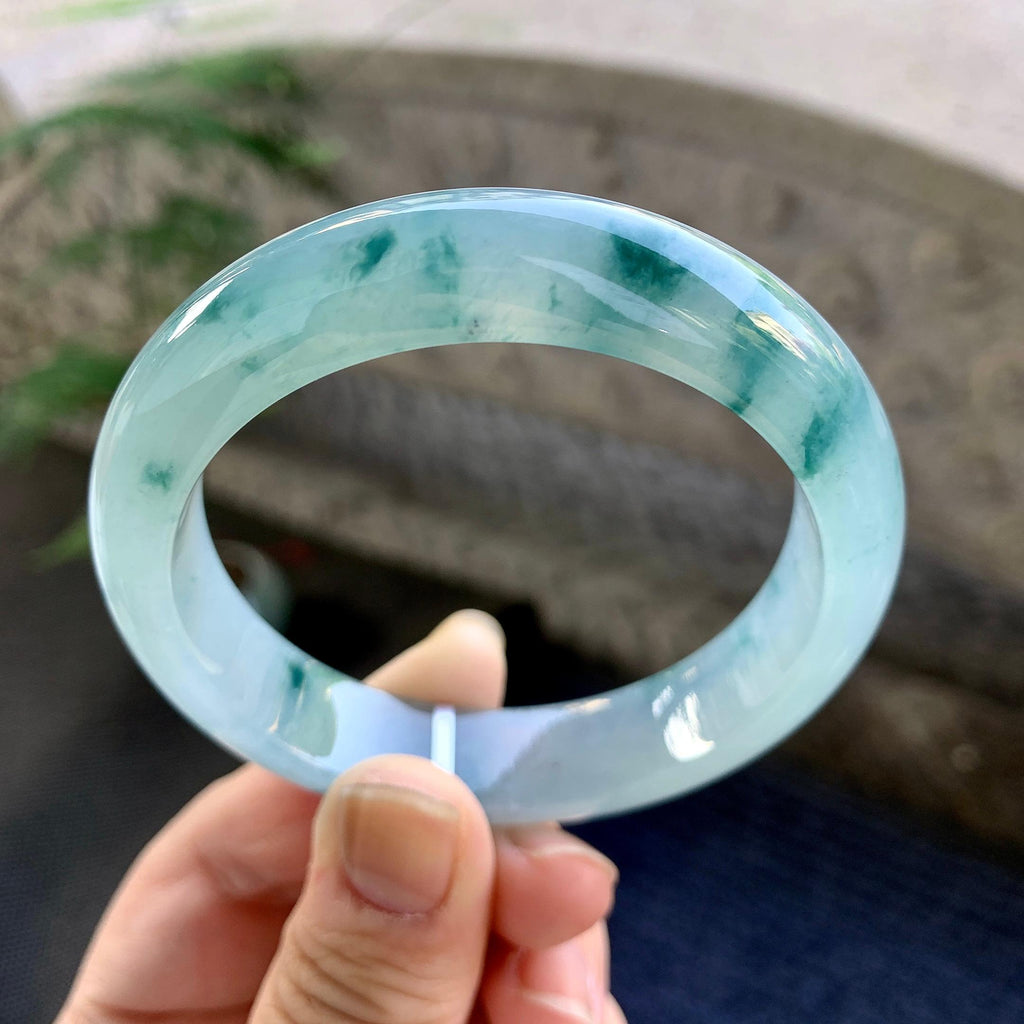 糯冰种飘花平安镯（55.7mm）（yc264509）