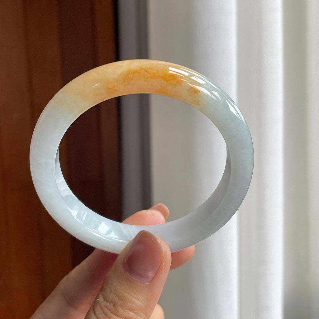 糯冰黄翡翡翠平安镯（55.5mm）（yc286481）