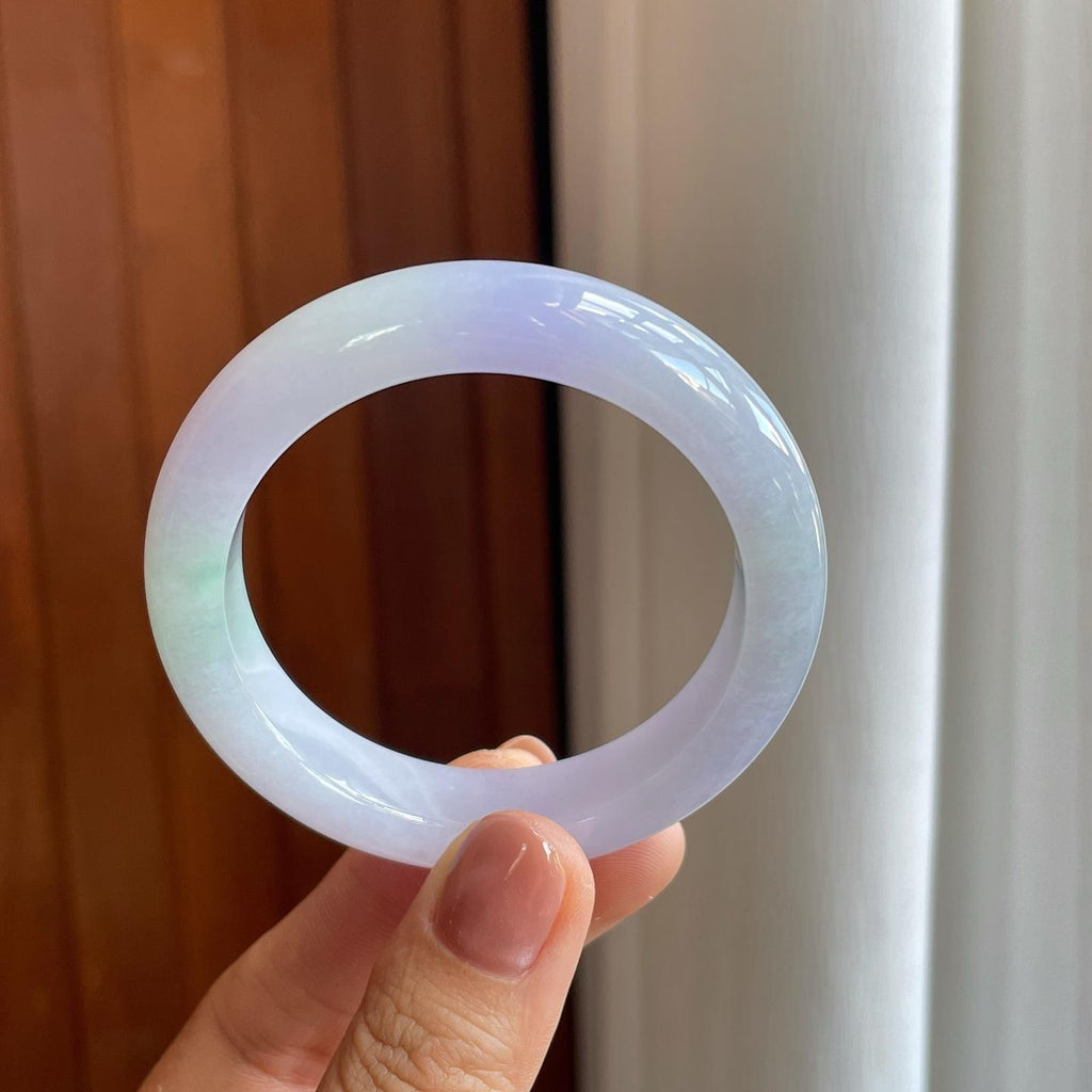 糯冰淡春彩翡翠平安镯（50.5mm）（yc276395）