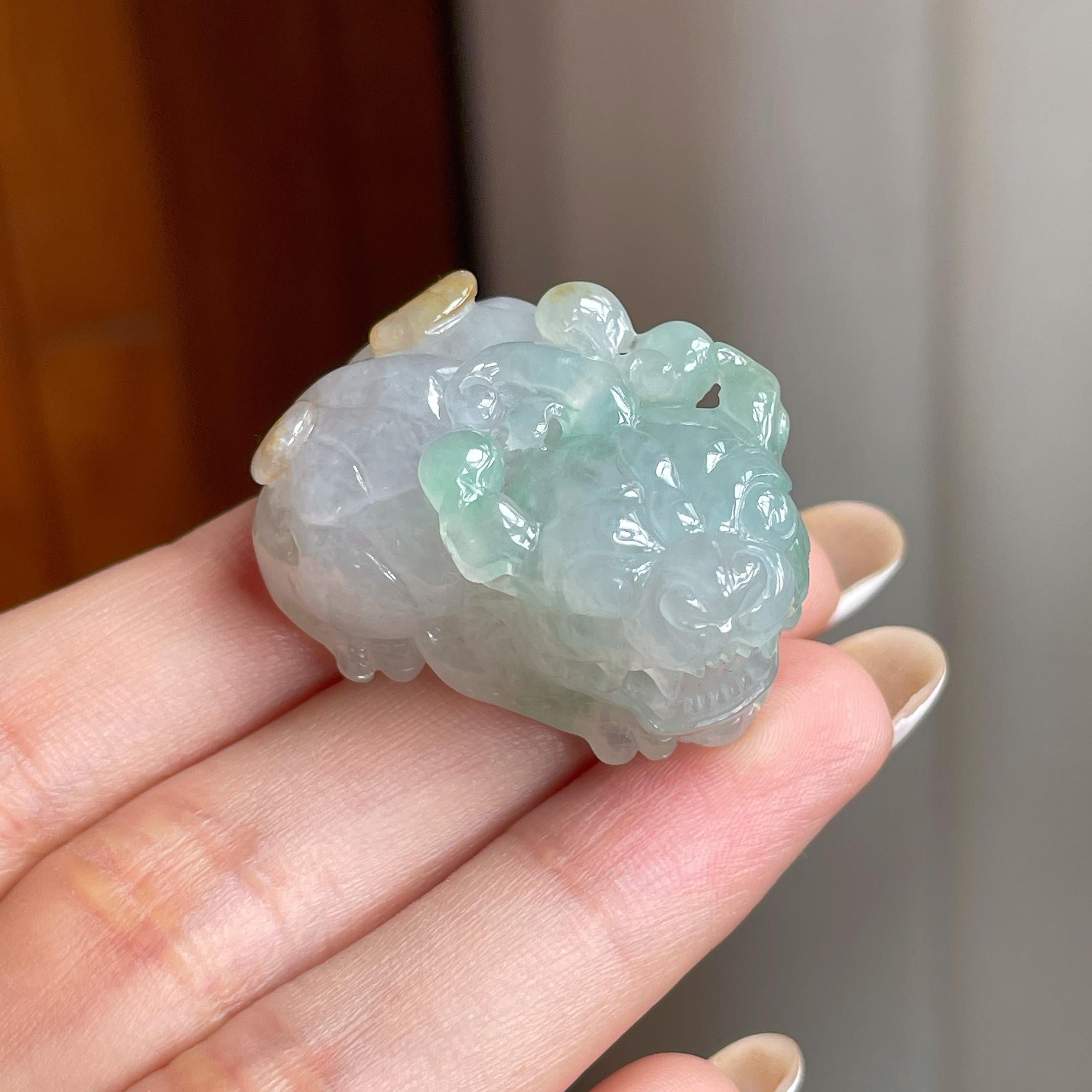 糯冰黄加绿翡翠貔貅（yc406443）