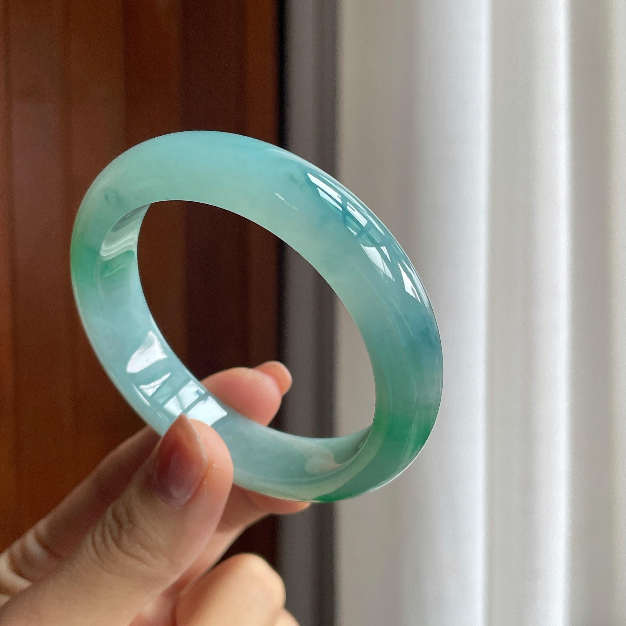 糯冰特色翡翠平安镯（54.5mm）（yc286479）