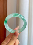 冰种晴水飘花翡翠平安镯（55.6mm）（yc268255）