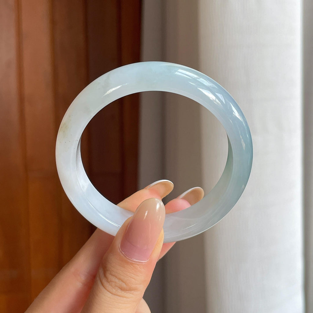 糯冰飘花翡翠平安镯（53mm)（yc415336）