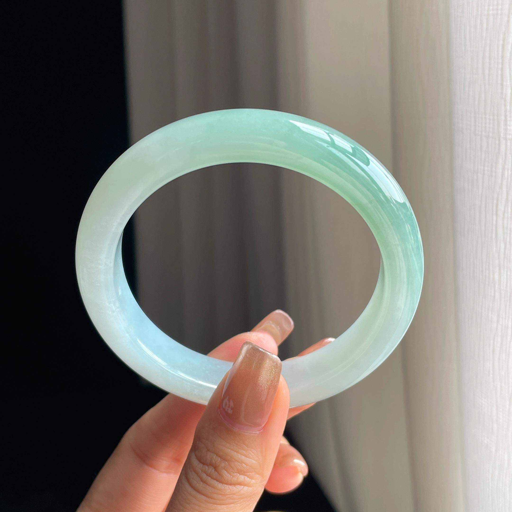 糯冰半山半水翡翠平安镯（59.7mm）（yc370438）