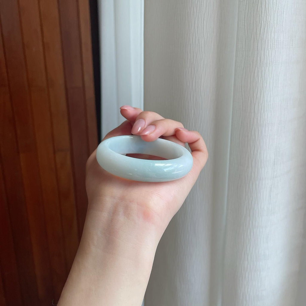 糯冰飘花翡翠平安镯（51mm)（yc329632）