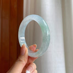 糯冰带色翡翠平安镯（56.5mm)（yc410286）