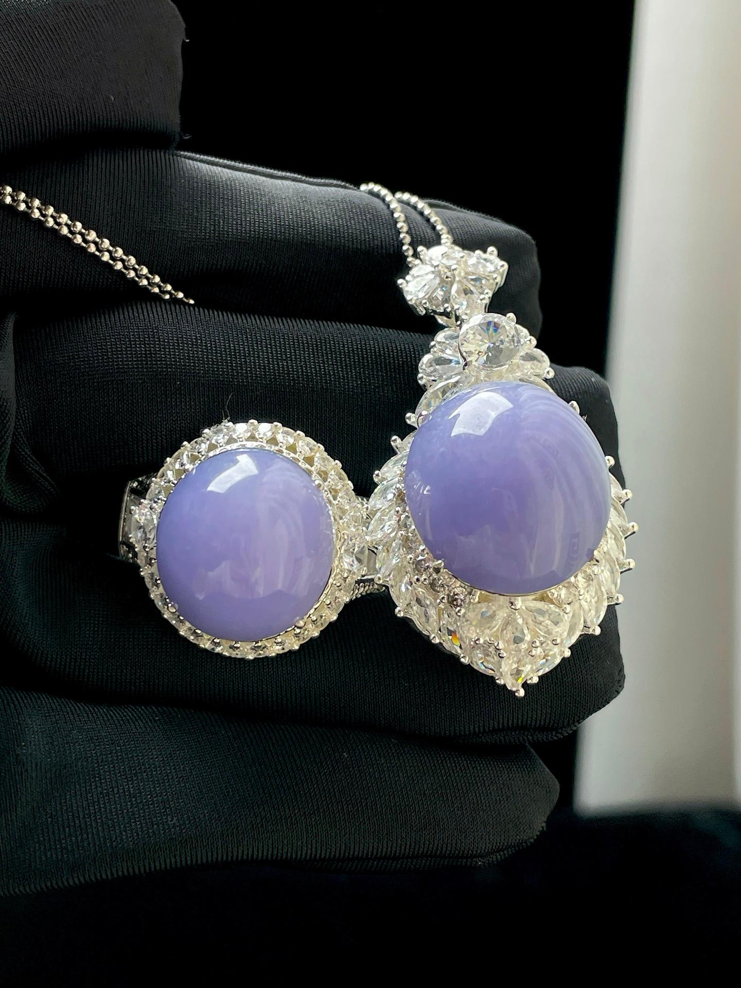 铜托糯冰紫罗兰翡翠蛋面（yc348943）