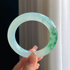 冰种飘花翡翠圆条手镯（55.2mm）（yc376753）