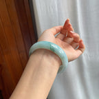 糯冰种飘花翡翠平安镯（57mm）