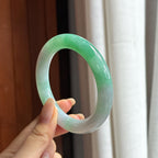 细糯种带色圆条手镯 56圈 天然缅甸A货翡翠（yc454460）