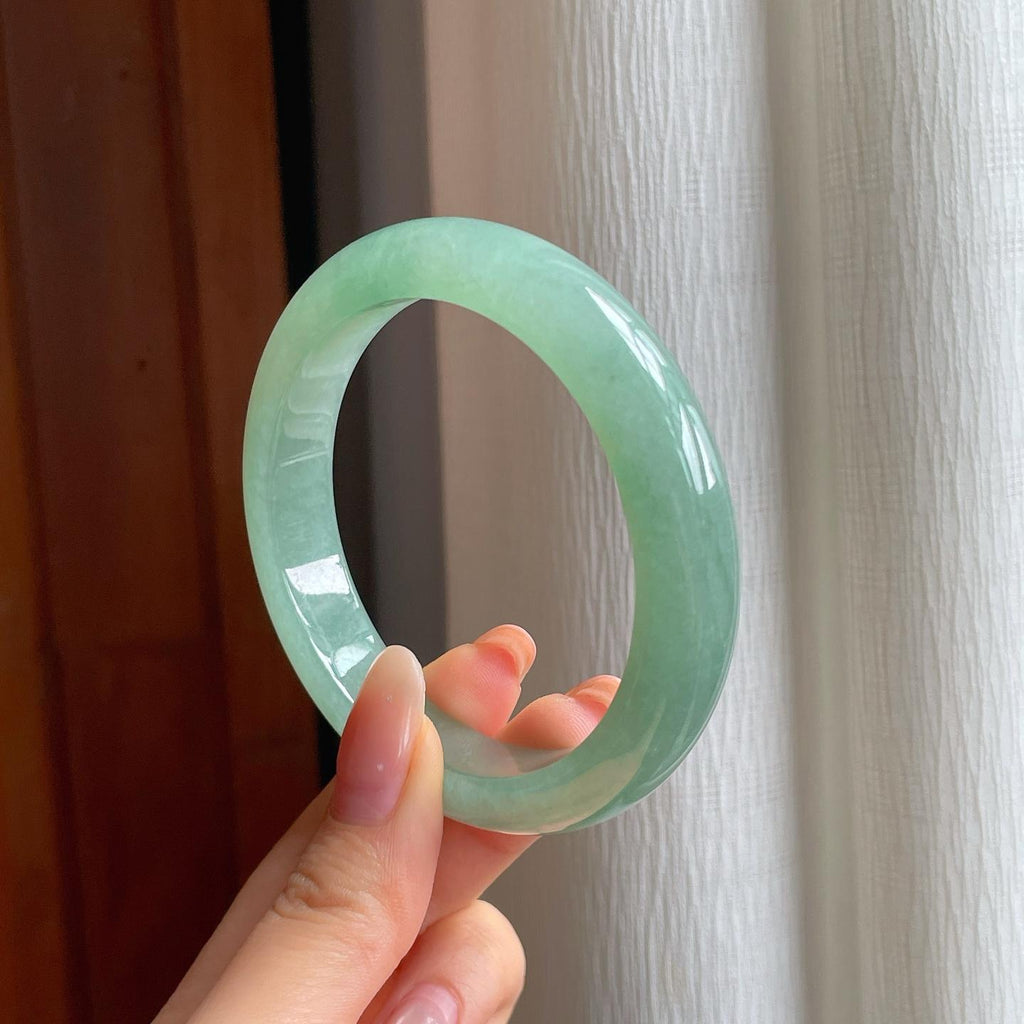 冰种湖水绿翡翠平安镯（57mm）（yc358330）