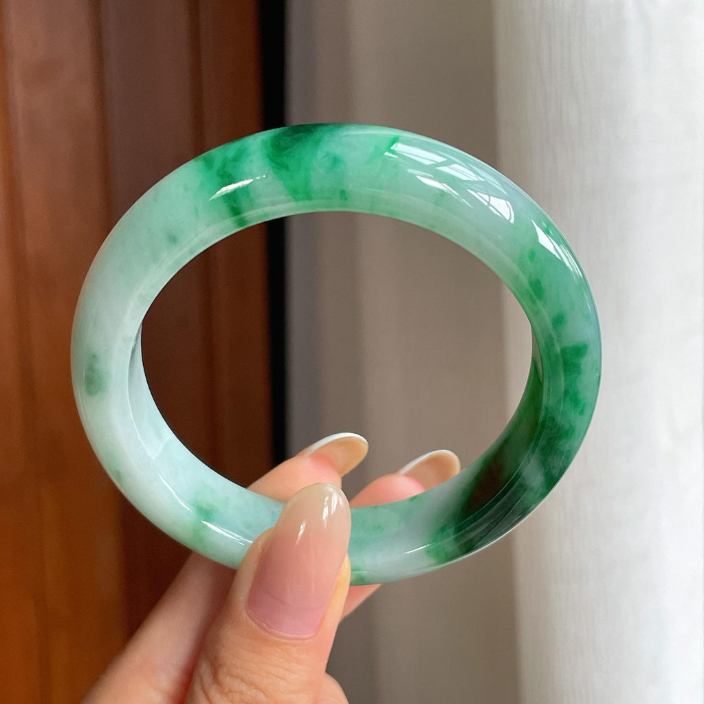 糯冰飘花翡翠平安镯（56mm)（yc419700）