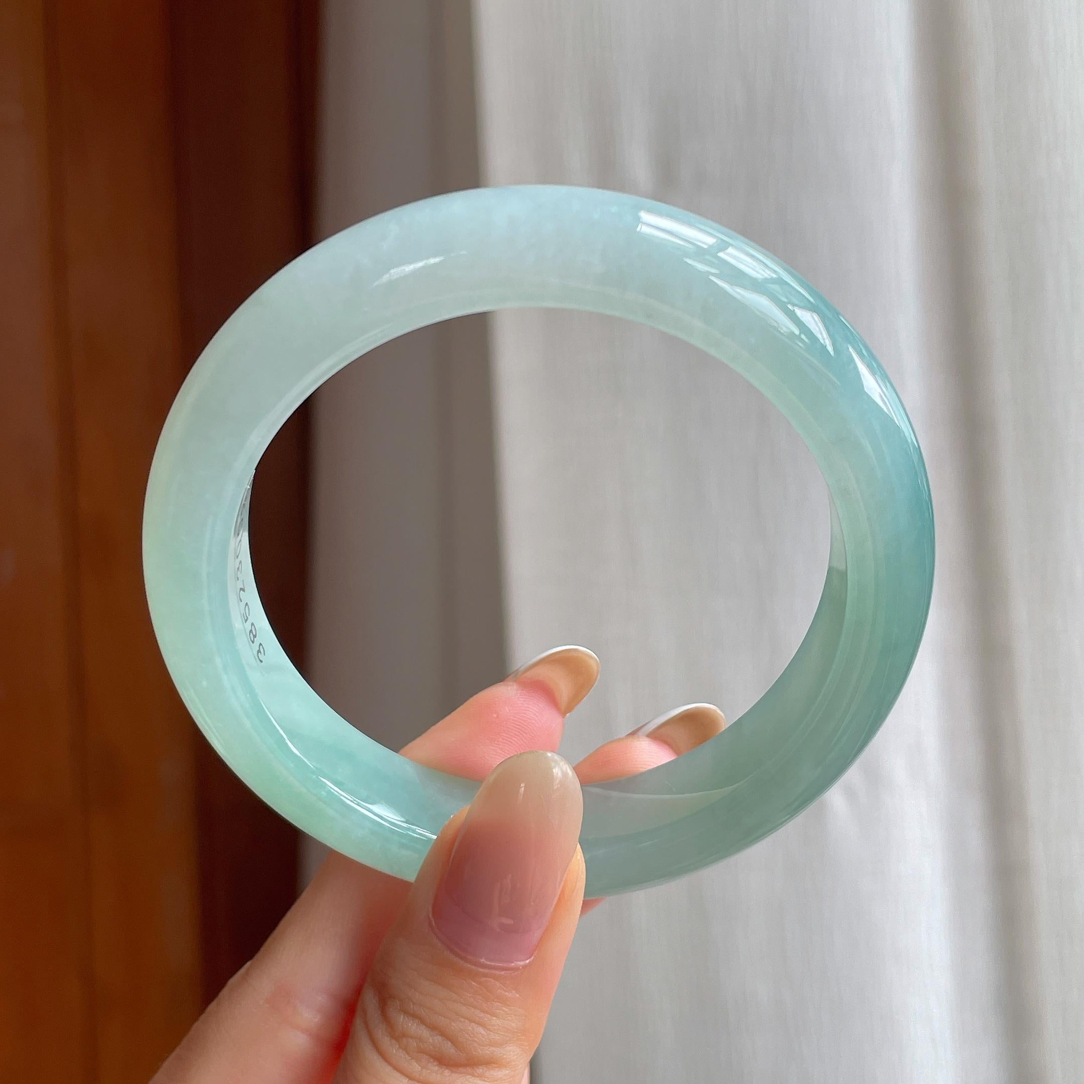 糯冰半山半水翡翠平安镯（57.6mm)（yc409904）