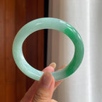 糯冰带色翡翠平安镯(58mm)（yc423120）