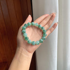 糯冰飘蓝花翡翠珠串手串（yc260381）