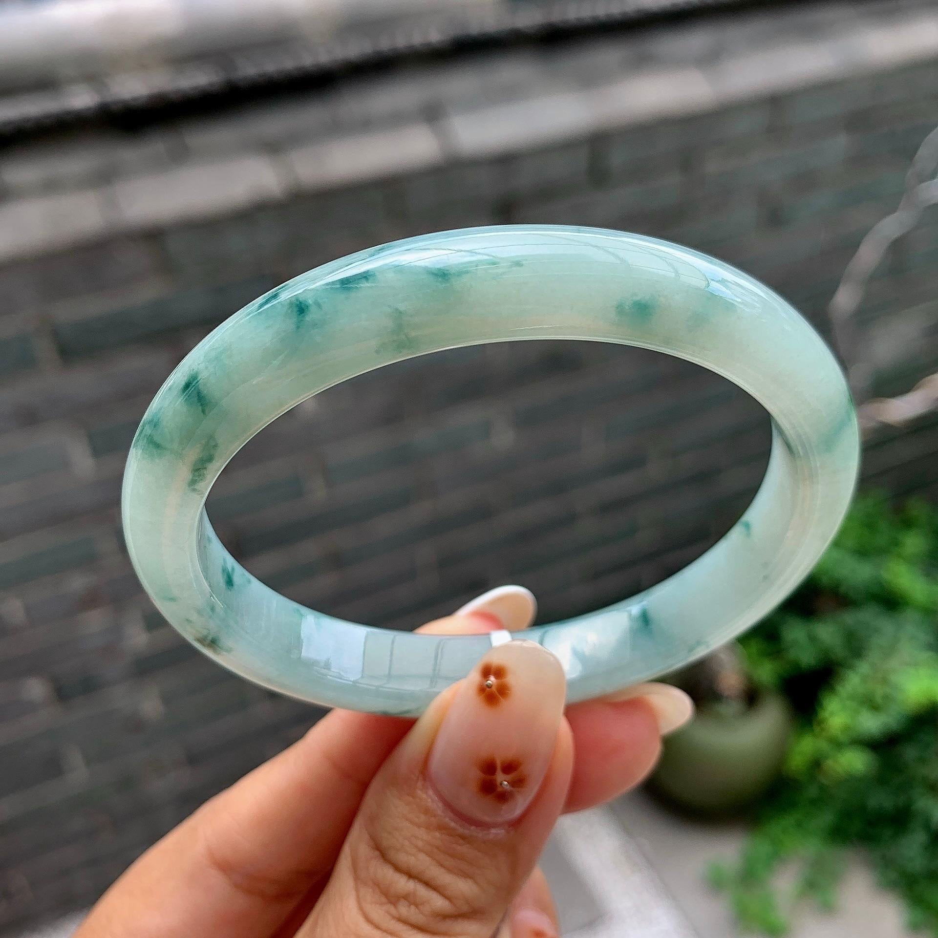 细糯种飘花贵妃手镯（57mm）（yc245101）